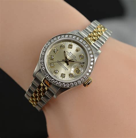 rolex diamond watch woman|Rolex 69173 diamond bezel.